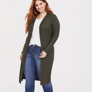 Torrid Olive Ribbed Duster Size 2